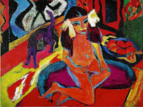 Mdchen mit Katze, Frnzi -  Ludwig Kirchner 