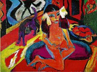 Mädchen mit katze, Fränzi - Ernst Ludwig Kirchner